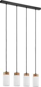 Lustră suspendată pe cablu MARKUS, 4 x E27, 15W, 230V, negru/stejar