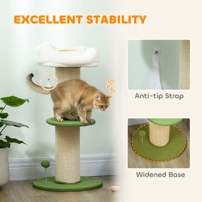 PawHut Ansamblu pentru Pisici, din Sisal și Pat în Formă de Floare Verde, 92cm | Aosom Romania