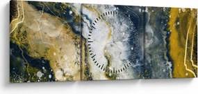 Tablou - Abstract auriu (cu ceas) (90x30 cm)