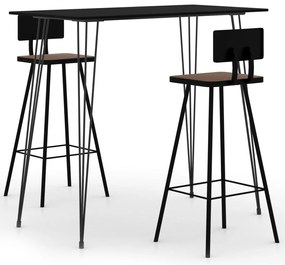 vidaXL Set mobilier de bar, 3 piese, negru