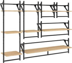 vidaXL Set rafturi perete cu bare, 6 buc. stejar sonoma lemn prelucrat