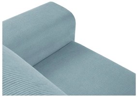 Colțar albastru deschis extensibil, cu spațiu de depozitare cu tapițerie din catifea reiată (cu colț pe partea stângă, cu șezlong) Kyoto – Cosmopolitan Design