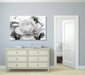 Tablou trandafir de lux cu abstracție în design alb-negru