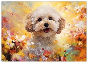 Tablou pe sticlă - Câine fericit (70x50 cm)
