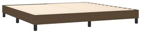 Pat box spring cu saltea, maro inchis, 200x200 cm, textil Maro inchis, 200 x 200 cm, Cu blocuri patrate