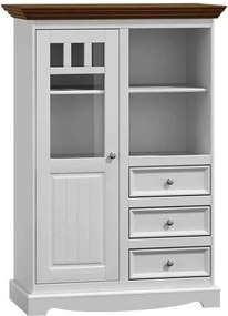 Vitrină lemn masiv nuc Linea Alb-, 90 × 45 × 130 cm