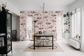 Tapet Flamingos, Soft Pink, Rebel Walls