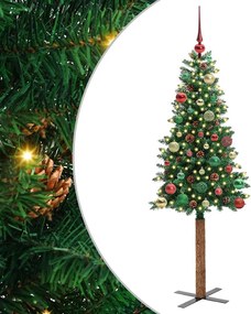 vidaXL Brad de Crăciun subțire Verde 150 cm PVC și lemn de PIN masiv