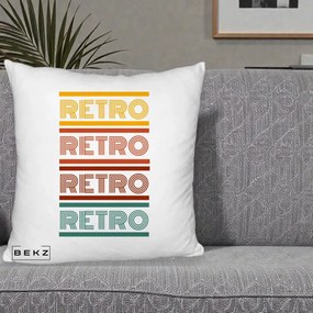 Perna Decorativa RETRO Text Multicolor, 40x40 cm, Alb Pufos, Husa Detasabila, Perna Inclusa, BEKZ®