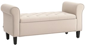 HOMCOM Bancă de Depozitare din Țesătură tip Catifea cu Spațiu Ascuns, Bej | Aosom Romania