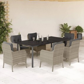 vidaXL Set mobilier de grădină cu perne, 7 piese gri deschis poliratan