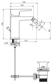 JIKA H3412H10041101 - Baterie bidet PONTA 15,6 cm crom lucios