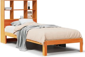 vidaXL Pat bibliotecă fără saltea maro ceruit 75x190 cm lemn masiv pin