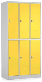 Dulap metalic - 6 cutii, 90 x 45 x 185 cm, blocare, galben - ral 1023