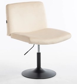 HR150N Scaun Crem din Catifea cu Bază Neagră