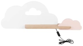 Aplica de perete CLOUD 5W LED IQ KIDS CU CABLU, COMUTATOR ȘI ștecher ALB+ROZ