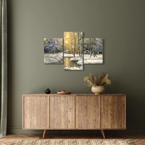 Tablou - Cabană în pădure, pictură în uei (90x60 cm)