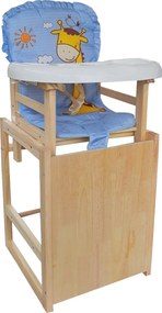 Scaun de masa pentru copii si bebe transformabil in masuta NOVOKIDS™ Wooden Table Chair, Din lemn masiv, Centura de siguranta, Sezut comfortabil