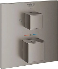Baterie dus incastrata Grohtherm Cube 2 iesiri termostatata antracit periat Hard Graphite fara corp ingropat
