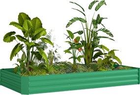 Outsunny Jardiniere de exterior, cadru galvanizat pentru cultivare cu margine de siguranță și fund deschis 240 x 120 x 30 cm verde | Aosom Romania
