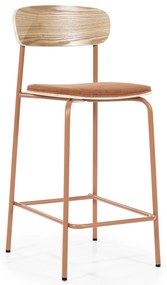 Scaun de bar Skoladin lemn de frasin teracota 95 cm