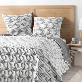 Set cuvertură și față de pernă alb/gri din microfibră 220x240 cm Faustine – douceur d'intérieur