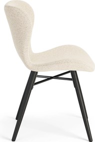MAZZONI EXPORT ALTEA Crem (țesătură Monza 90) / picioare negre – SCAUN MODERN TAPIȚAT CU BOUCLÉ PENTRU LIVING, SUFRAGERIE ȘI BUCĂTĂRIE