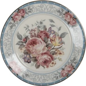 Farfurie din portelan, cu motive florale, Ø 21 cm, Roses
