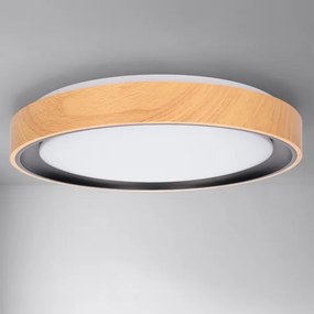Brilagi - Plafonieră LED dimabilă FLOCO, 48W, 230V, Ø 40 cm, lemn/negru + telecomandă