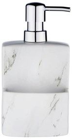 Dozator din ceramică pentru detergent vase Wenko Festival Marble, 380 ml, alb