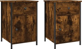 vidaXL Noptiere, 2 buc., stejar fumuriu, 40x42x60 cm, lemn prelucrat