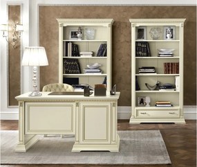 Birou lemn masiv crem Victoria Patinat, 145 × 75 × 78 cm