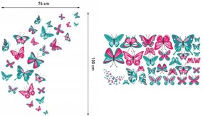Autocolant decorativ de perete Fluturi 76 x 100 cm