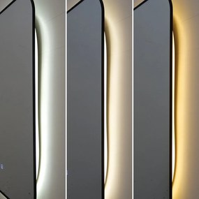 🪞 Oglindă LED cu Touch și Funcție Dezaburire – Ramă Negru, 130x80 cm, Model J187-13080 Smack