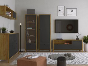 Comodă Bruselas 1 (stejar craft auriu + negru) . 1116781