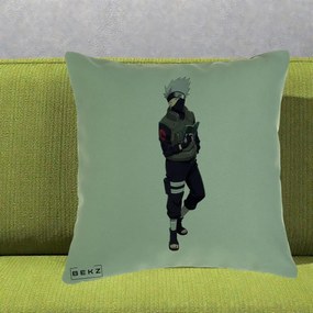 Perna Personalizata Naruto Kakashi Hatake Portret Complet, 40x40 cm, Verde, Husa Detasabila, Perna Inclusa, BEKZ®