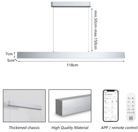 Brilagi-LED Setabilit lustră SLEEKLINE SMART LED/40W/230V Wi-Fi Tuya argintiu+DO