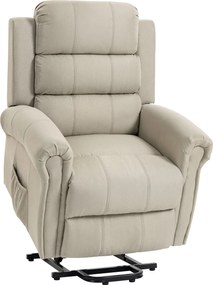 HOMCOM Fotoliu cu ridicare electrică, fotoliu relax electric cu funcție de masaj și încălzire, 87 x 87,5 x 108 cm, beige | Aosom Romania