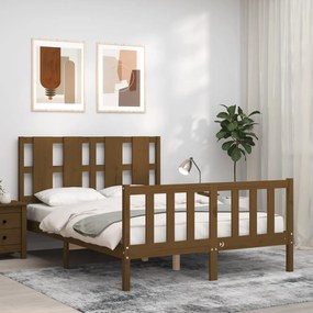 3192229 vidaXL Cadru de pat cu tăblie, maro miere, 120x200 cm, lemn masiv