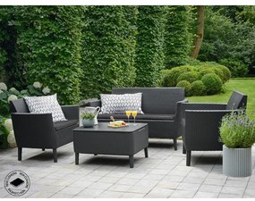 Set mobilier de grădină gri închis din ratan artificial pentru patru persoane Salemo – Keter