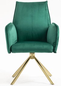 HR280 BAZĂ STEA Scaun Verde din Catifea cu Bază Aurie