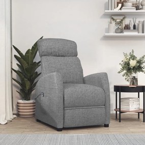 3073636 vidaXL Fotoliu rabatabil electric, gri deschis, textil