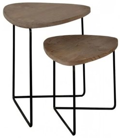 Set 2 masute de cafea, din lemn de pin, L49 cm, Fratelli