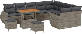 vidaXL Set de canapele pentru grădină 12 pcs Gri poliratan