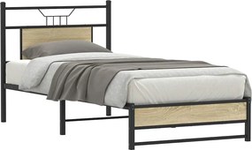 vidaXL Cadru pat fără saltea stejar sonoma, 90x190 cm, lemn prelucrat