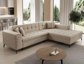 Coltar extensibil dreapta 4 locuri ELTAP, Sol-34, Solange, 292x196x84 cm, lemn/poliester, bej deschis