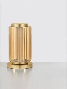Veioza LED moderna, Metal, Sticla, Chihlimbar, VESPER