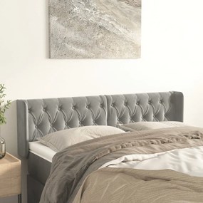 vidaXL Tăblie de pat cu aripioare gri deschis 163x16x78/88 cm catifea