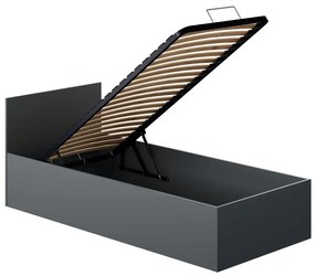 Pat de o persoană 90 cm Discutibles (grafit) (cu somieră) (cu sp. depozitare). 1116313