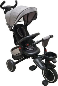Tricicleta pliabila cu copertina Baby Care™ Folding Trike, Roti din spuma cauciucata EVA, Pedale si maner pentru parinti, Scaun reversibil cu rotire